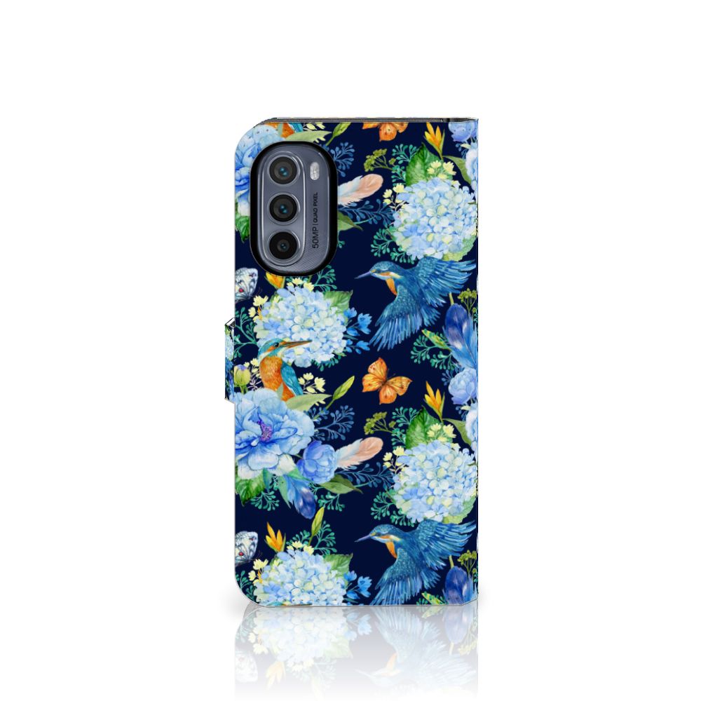 Motorola Moto G62 5G Telefoonhoesje met Pasjes IJsvogel aanzicht