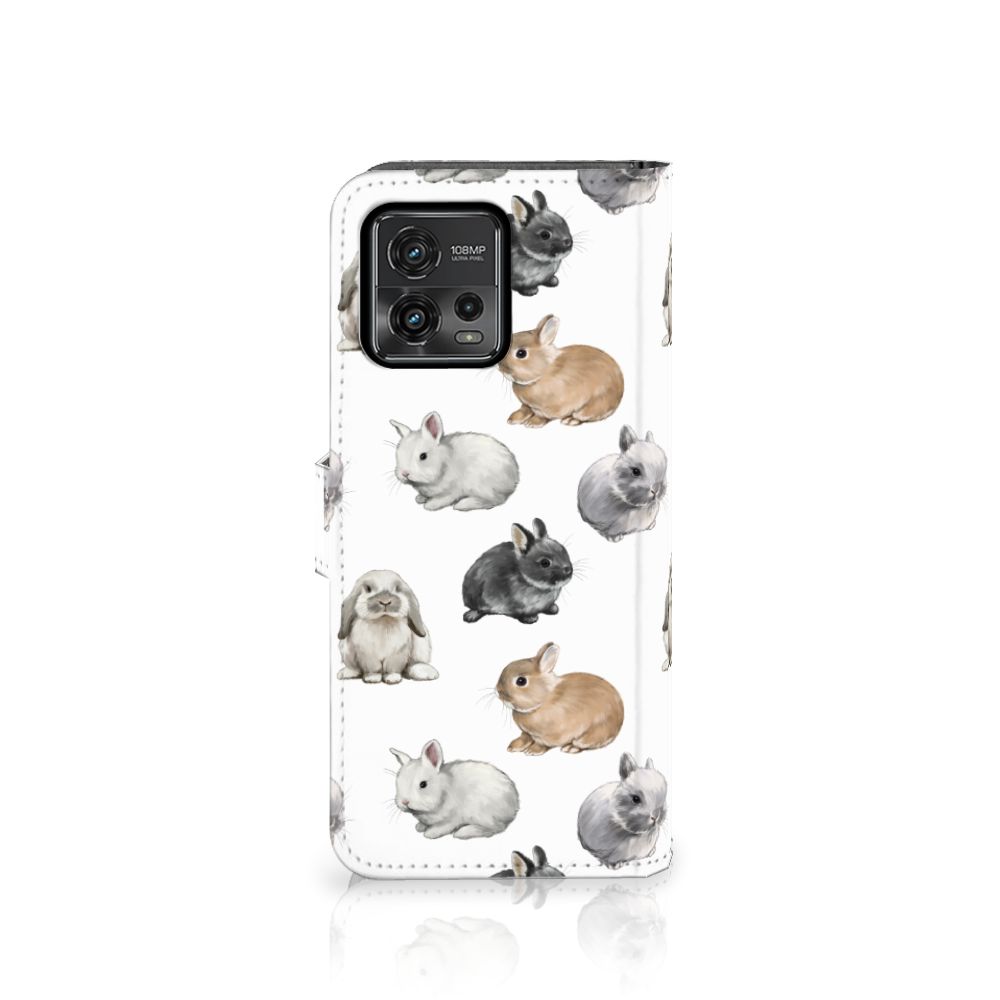 Motorola Moto G72 Telefoonhoesje met Pasjes Konijntjes voorkant