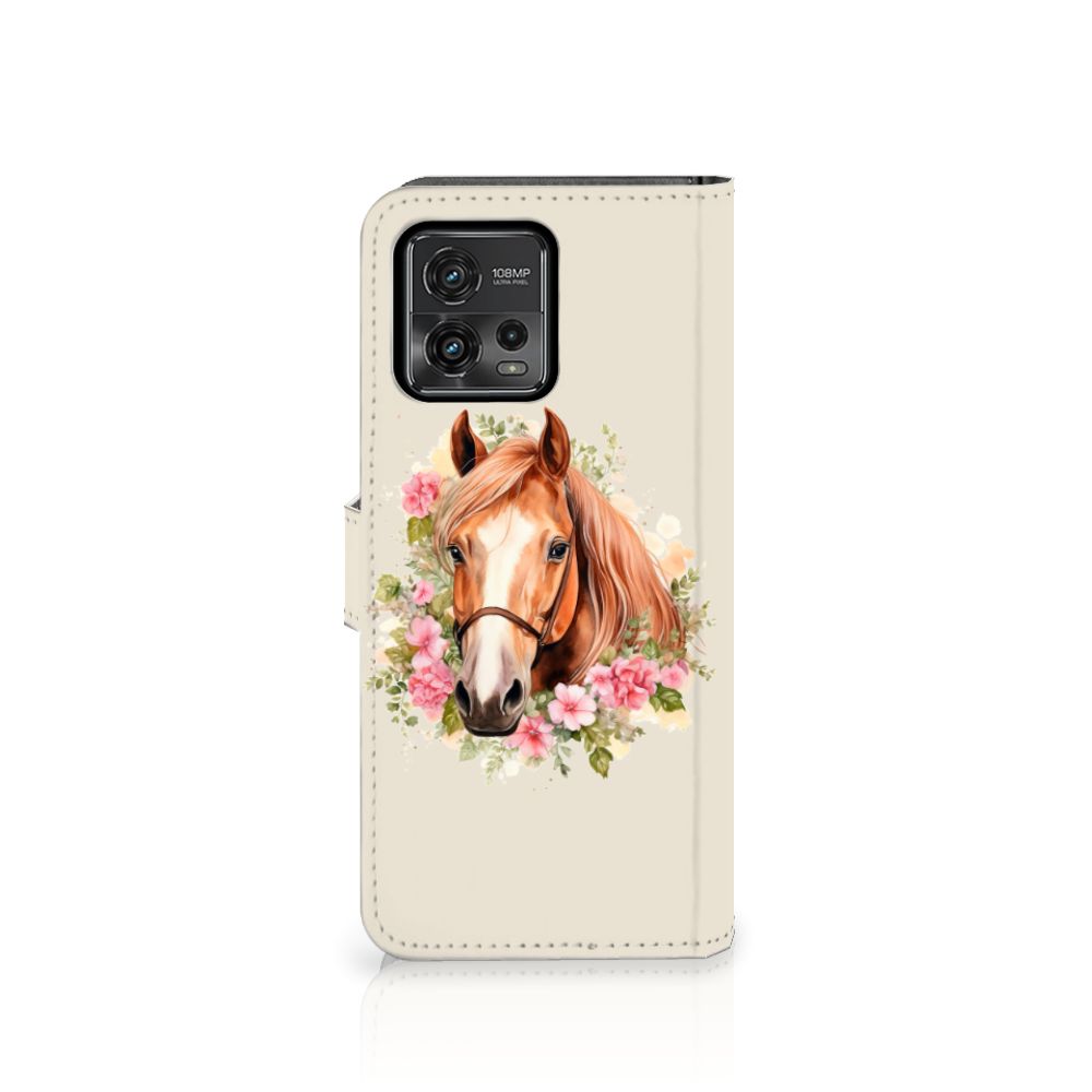 Motorola Moto G72 Telefoonhoesje met Pasjes Paard voorkant