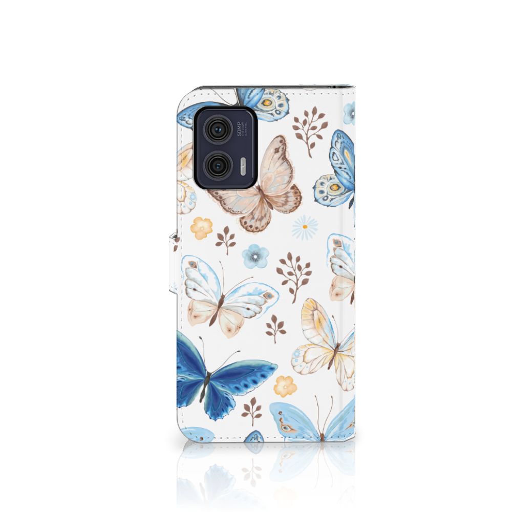 Telefoonhoesje met Pasjes voor Motorola Moto G73 Vlinder met vrolijke vlinders 🦋 en gebruiksvriendelijk design.