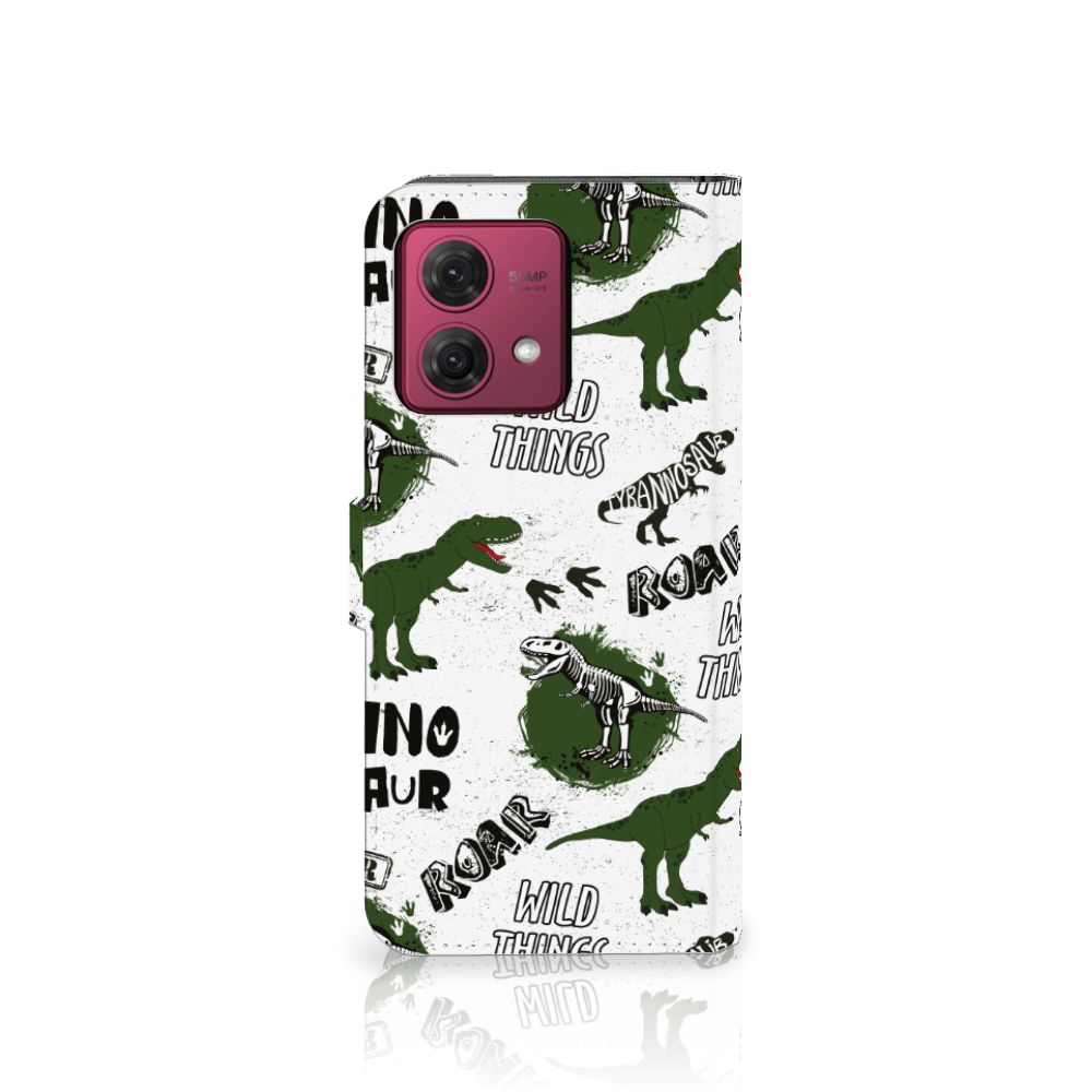 Motorola Moto G84 Telefoonhoesje met Pasjes Dinosaurus design voorkant