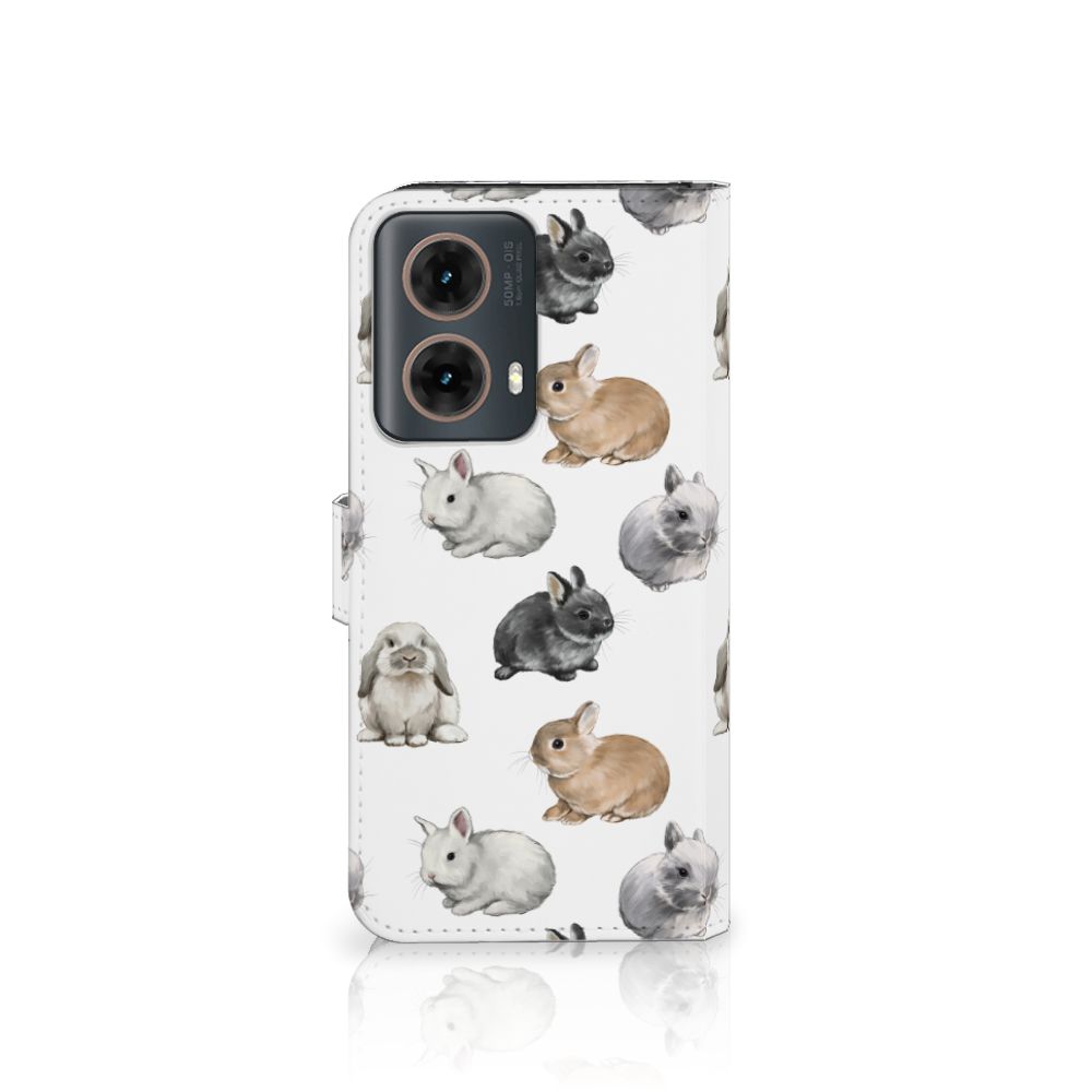 Motorola Moto G85 Telefoonhoesje met Pasjes Konijntjes zijkant