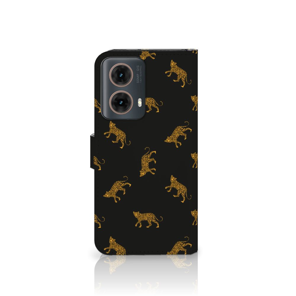 Motorola Moto G85 Telefoonhoesje met Pasjes Leopards voorkant