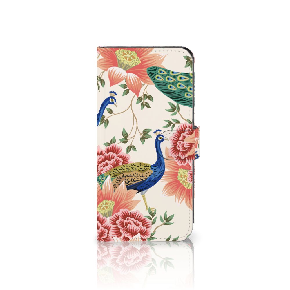 Motorola Moto G85 Telefoonhoesje met Pasjes Pink Peacock voorkant