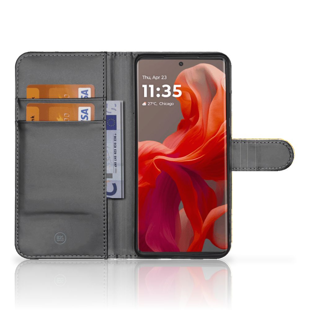Motorola Moto G85 Telefoonhoesje met Pasjes Vlinder vooraanzicht