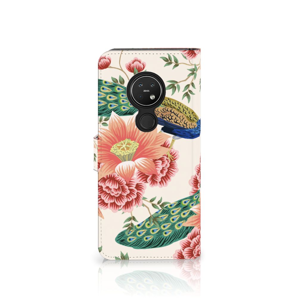 Nokia 7.2 Nokia 6.2 Telefoonhoesje met Pasjes Pink Peacock voorkant