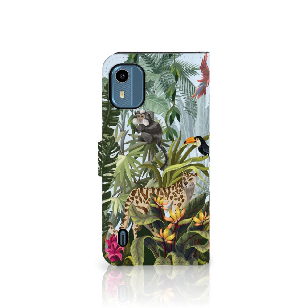 Nokia C12 Telefoonhoesje met Pasjes Jungle stijl voorzijde