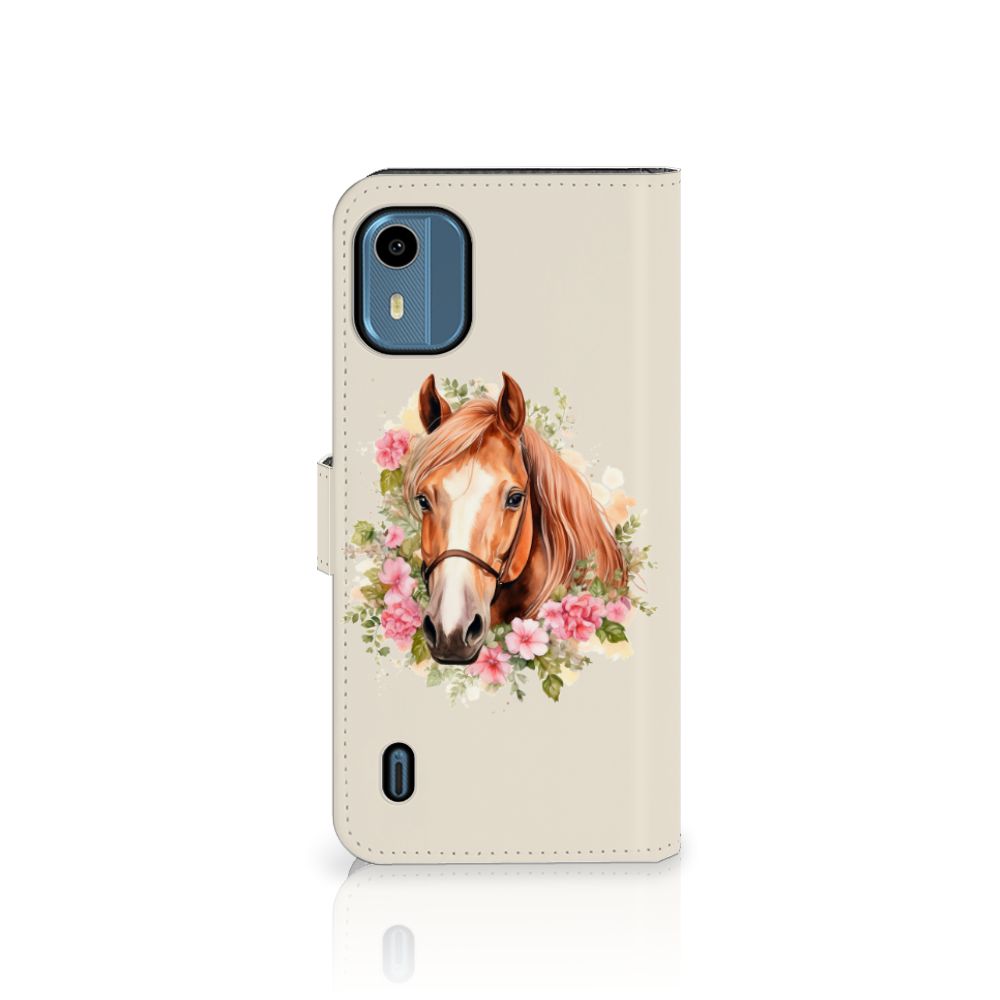 Nokia C12 Telefoonhoesje met Pasjes Paard voorkant