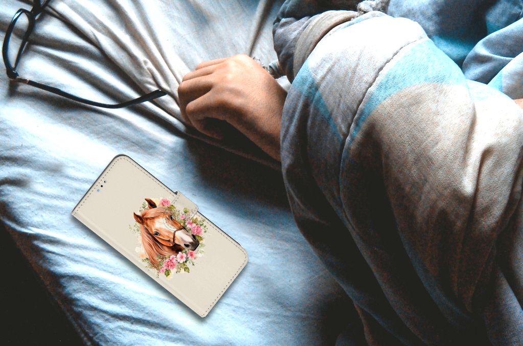 Telefoonhoesje met Pasjes voor OPPO A16/A16s/A54s Paard design paard aanzicht