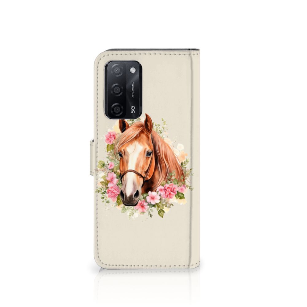 OPPO A16/A16s/A54s Telefoonhoesje met Pasjes Paard voorkant