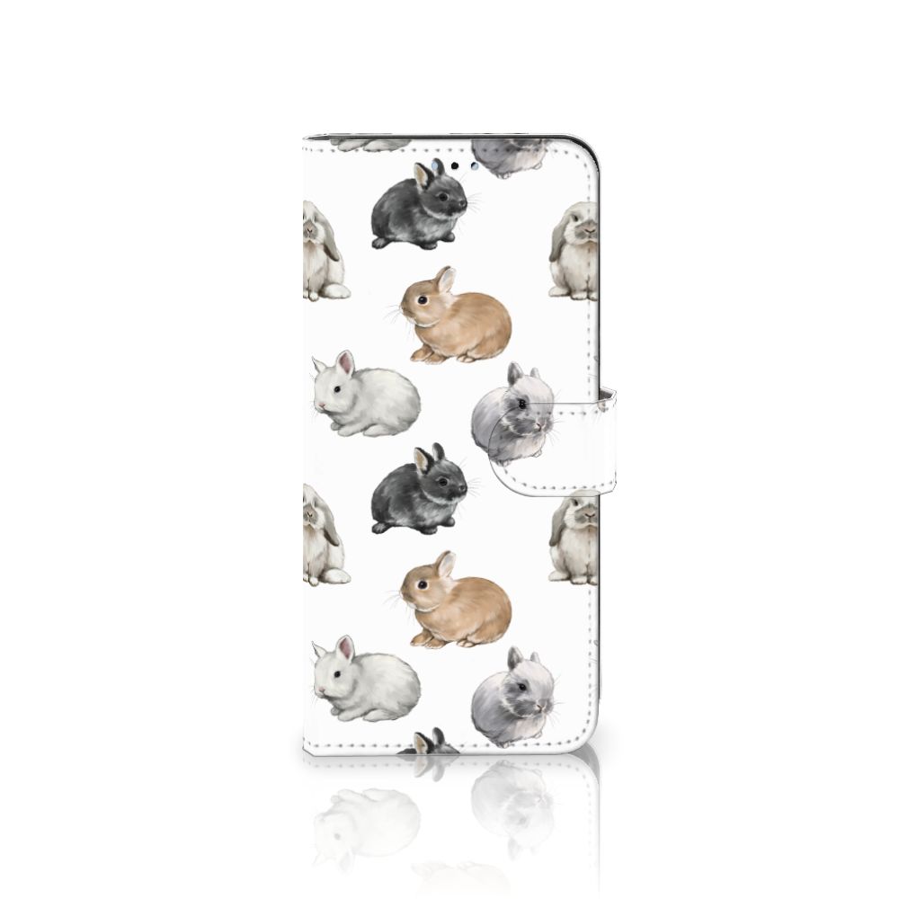 OPPO A17 Telefoonhoesje met Pasjes Konijntjes vooraanzicht