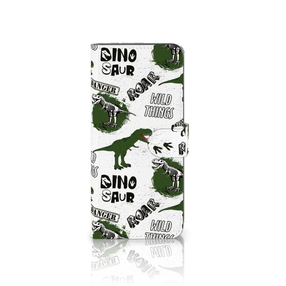 Telefoonhoesje met Pasjes voor OPPO A58 4G Dinosaurus dino skeletten ontwerp voorkant