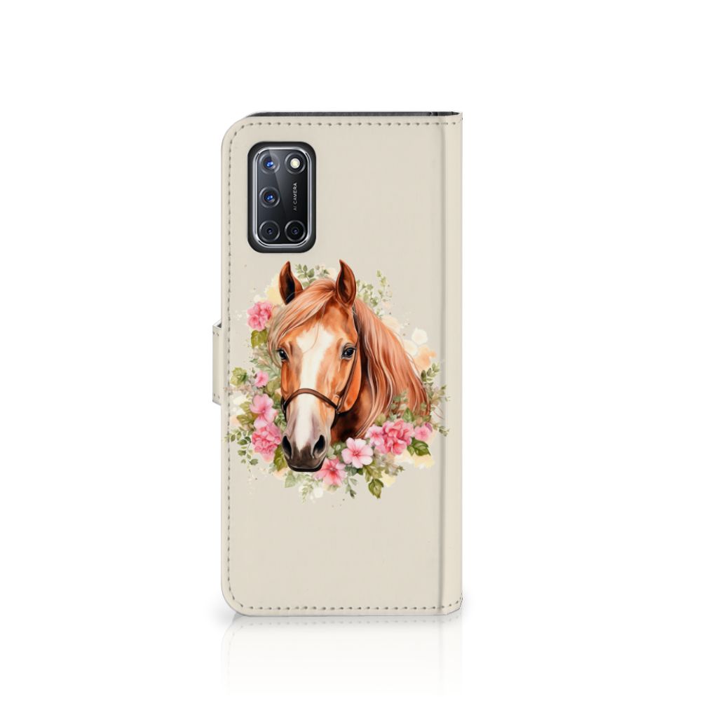 OPPO A72 OPPO A52 Telefoonhoesje met Pasjes Paard voorzijde