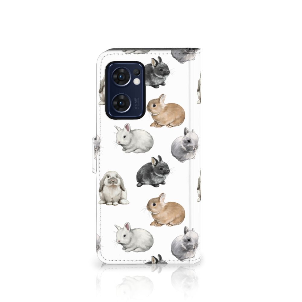 Telefoonhoesje met Pasjes voor OPPO Find X5 Lite | Reno 7 5G Konijntjes met schattige konijntjespatroon 🐇.