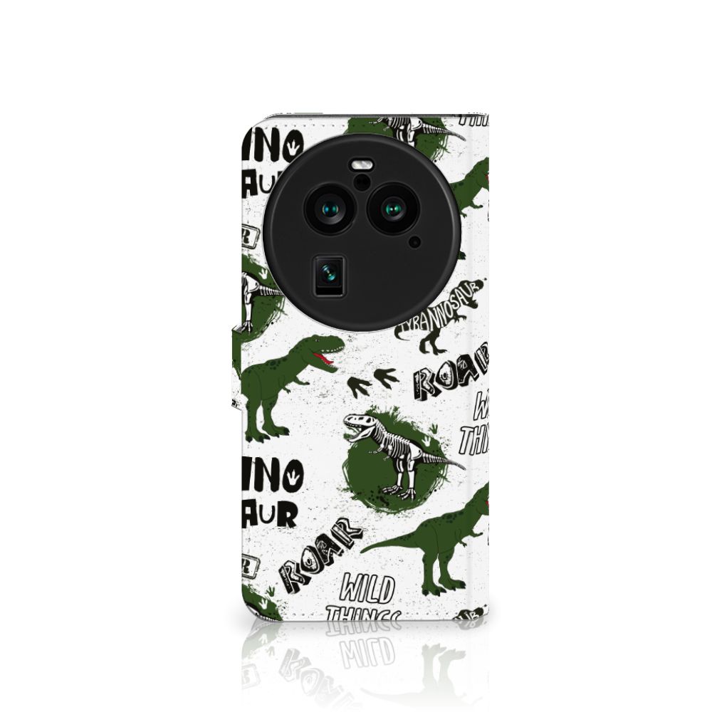 OPPO Find X6 Pro Telefoonhoesje met Pasjes Dinosaurus voorkant