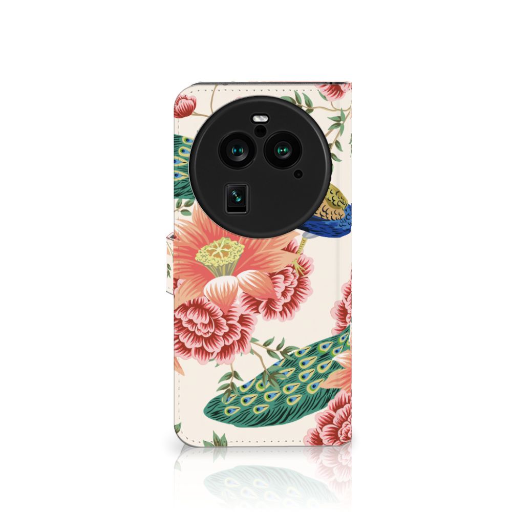OPPO Find X6 Pro Telefoonhoesje met Pasjes Pink Peacock voorkant