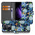 Telefoonhoesje met Pasjes voor OPPO Reno 13 Pro IJsvogel bloemen blauw design aanzicht