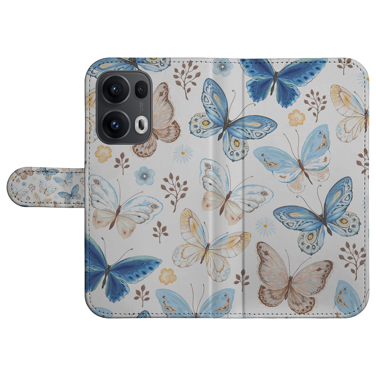 OPPO Reno 13 Pro Telefoonhoesje met Pasjes Vlinder bovenaanzicht sierlijke kleuren