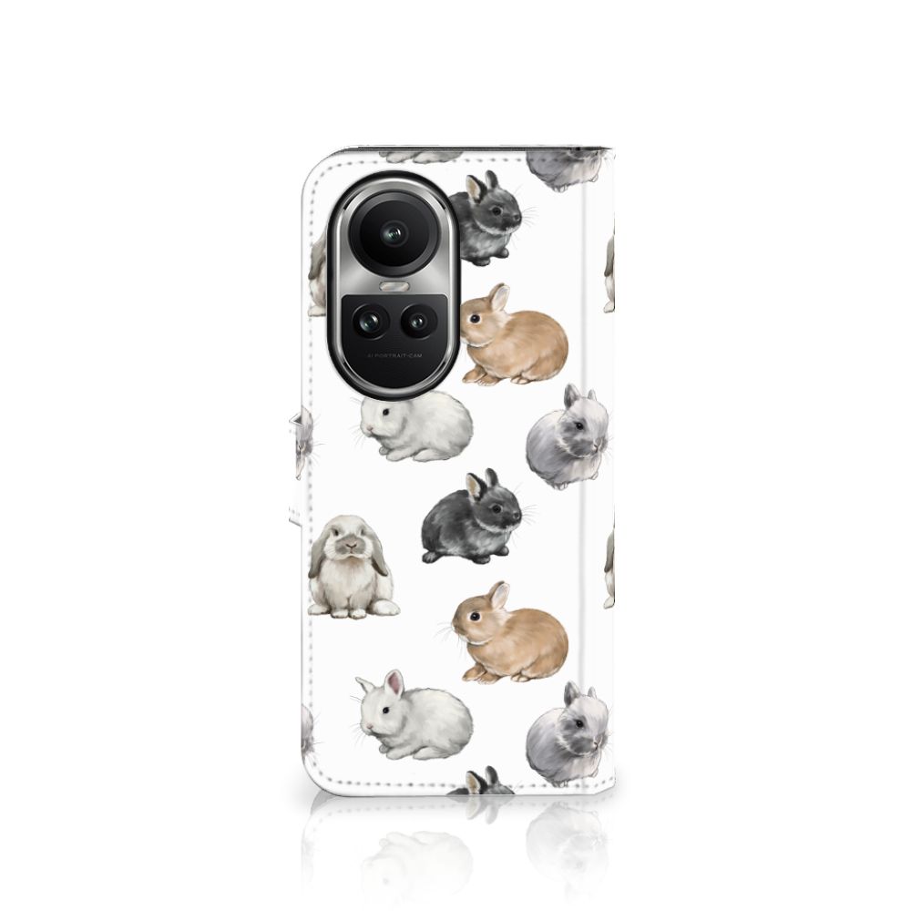 OPPO Reno10 10 Pro Telefoonhoesje met Pasjes voor OPPO Reno10 10 Pro Konijntjes design voorkant