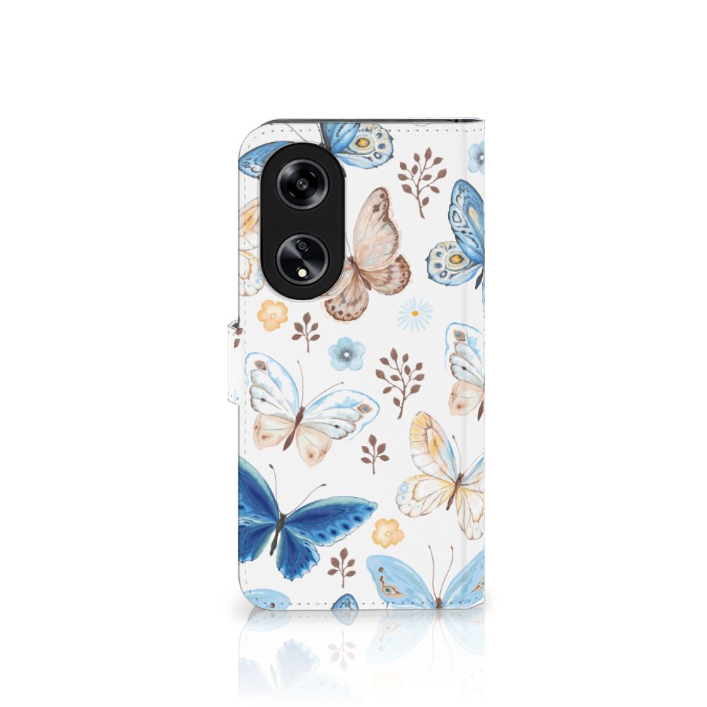 Telefoonhoesje met Pasjes voor OPPO Reno8 T 5G Vlinder met kleurrijk vlinder design voor bescherming en gebruiksgemak.