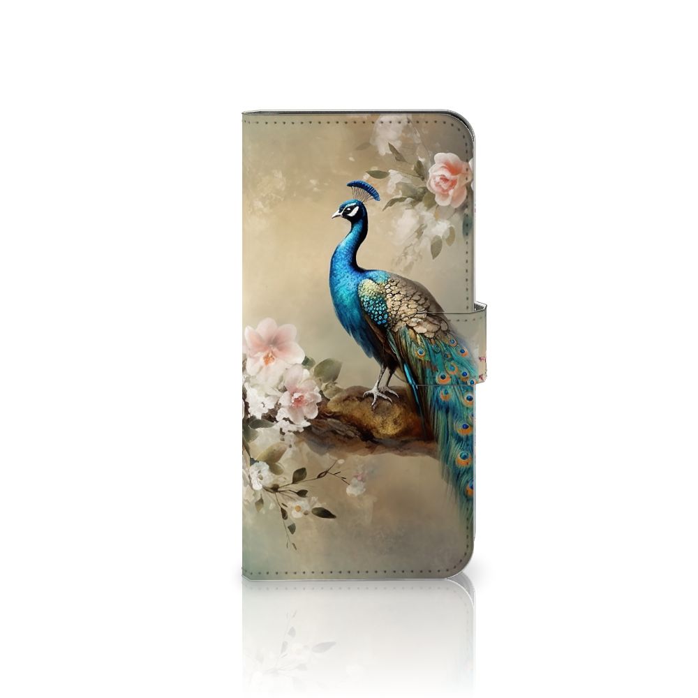 OnePlus 11 Telefoonhoesje met Pasjes Vintage Pauwen schuin