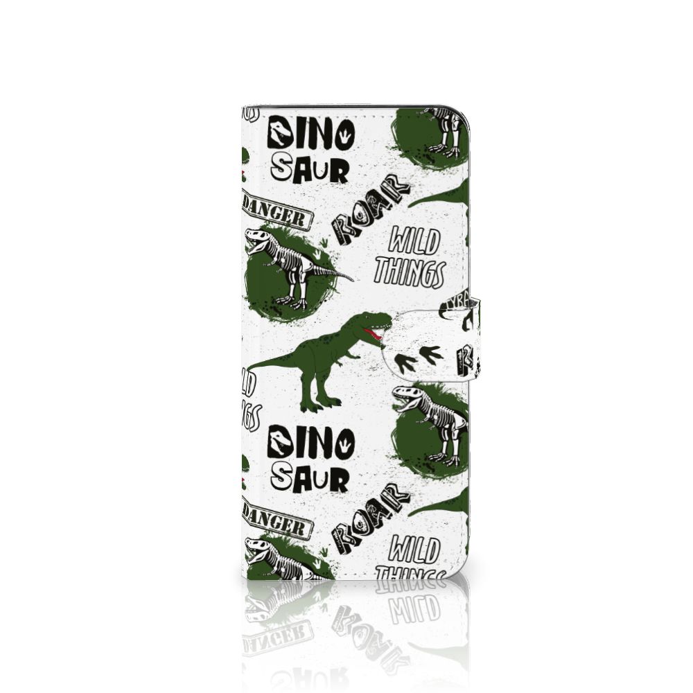 Telefoonhoesje met Pasjes voor OnePlus 12 Dinosaurus met dino design en pootafdrukken, perfect als cadeau.