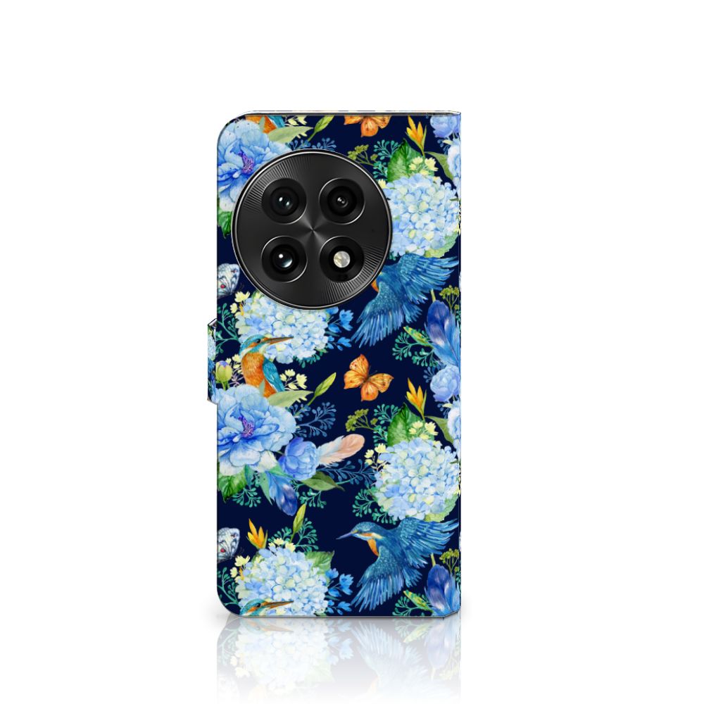 OnePlus 13 Telefoonhoesje met Pasjes IJsvogel bloemen bloemmotief aanzicht