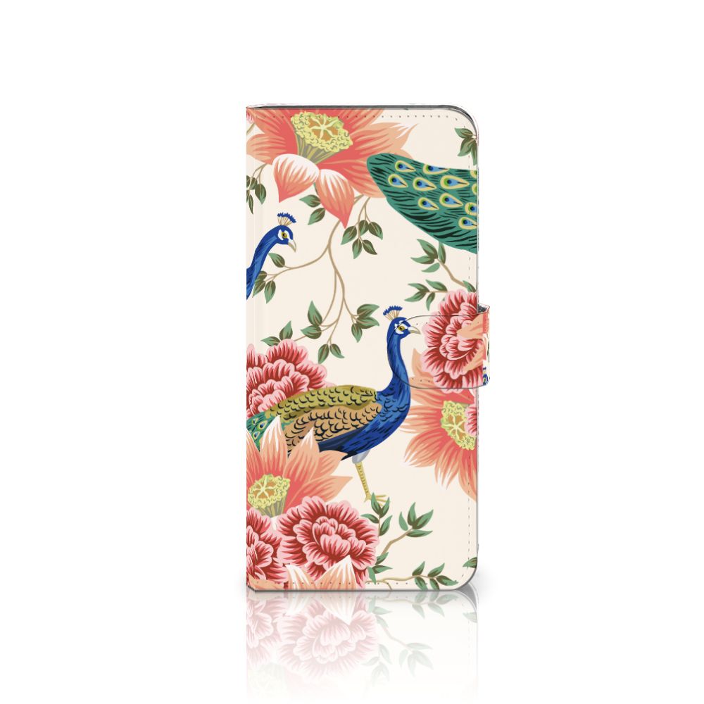 OnePlus 13 Telefoonhoesje met Pasjes Pink Peacock zijaanzicht