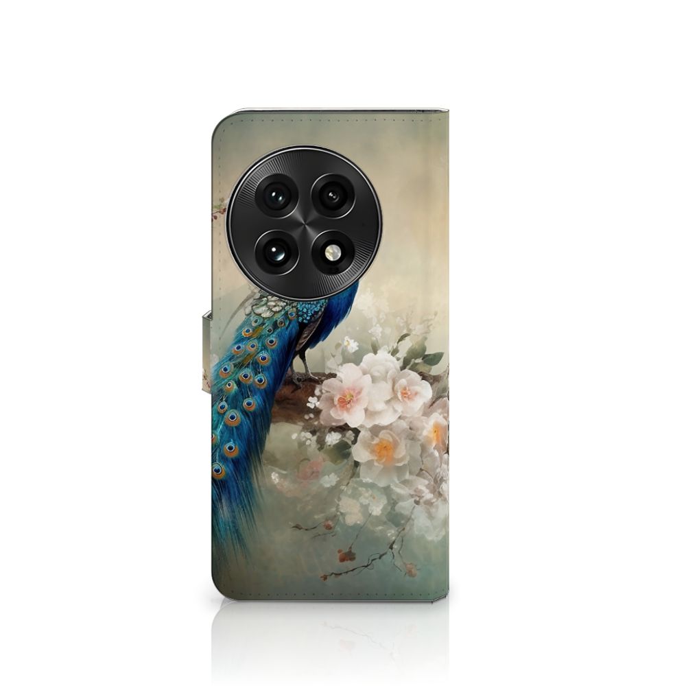 OnePlus 13 Telefoonhoesje met Pasjes Vintage Pauwen zijaanzicht