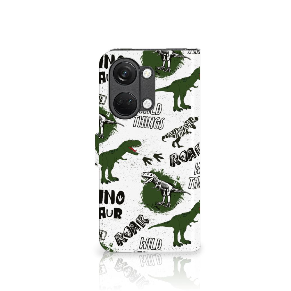 OnePlus Nord 3 Telefoonhoesje met Pasjes Dinosaurus ontwerp voorkant