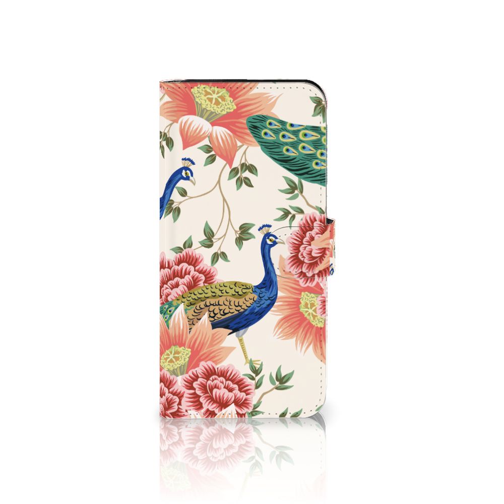 Telefoonhoesje met Pasjes voor OnePlus Nord 3 Pink Peacock telefoonhoesje pauwen bloemen voorkant