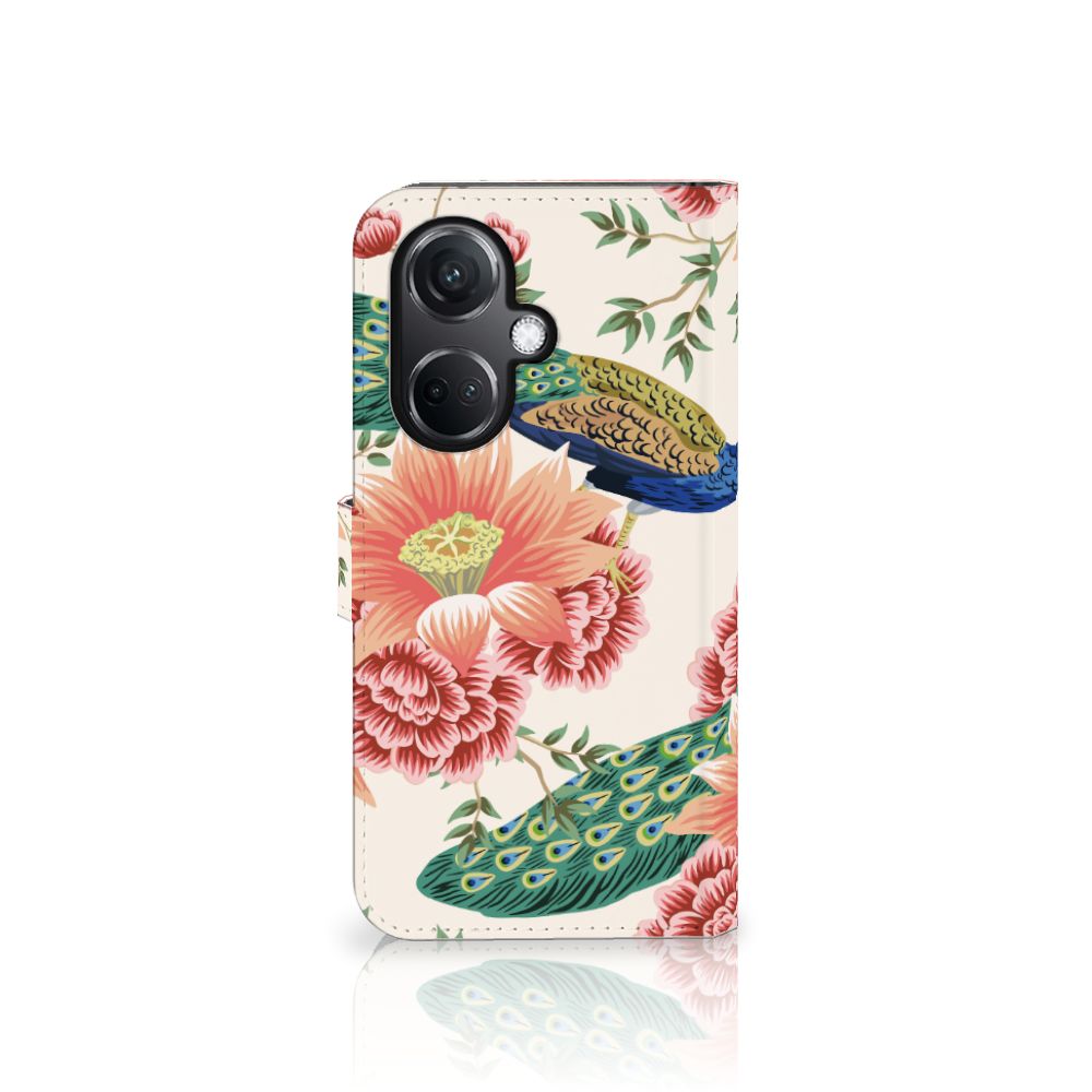 OnePlus Nord CE 3 Telefoonhoesje met Pasjes Pink Peacock achterkant