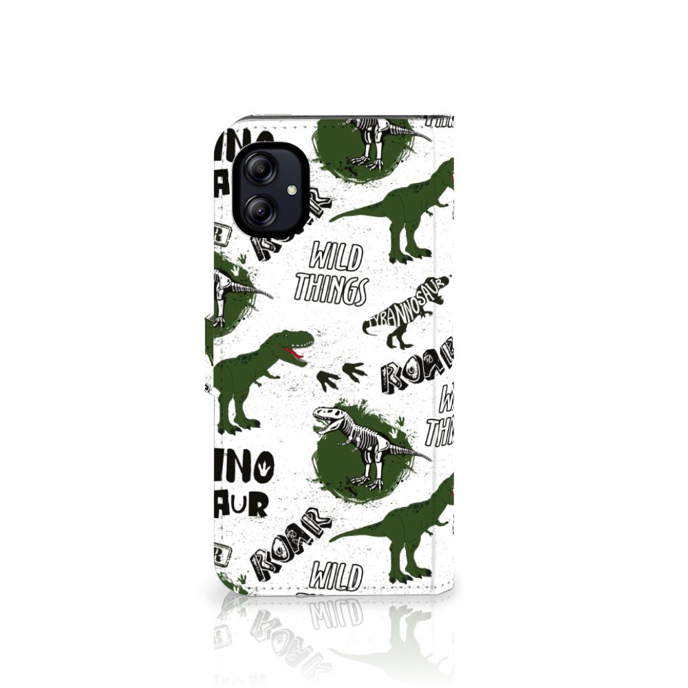 Samsung Galaxy A04e Telefoonhoesje met Pasjes Dinosaurus dino ontwerp voorkant