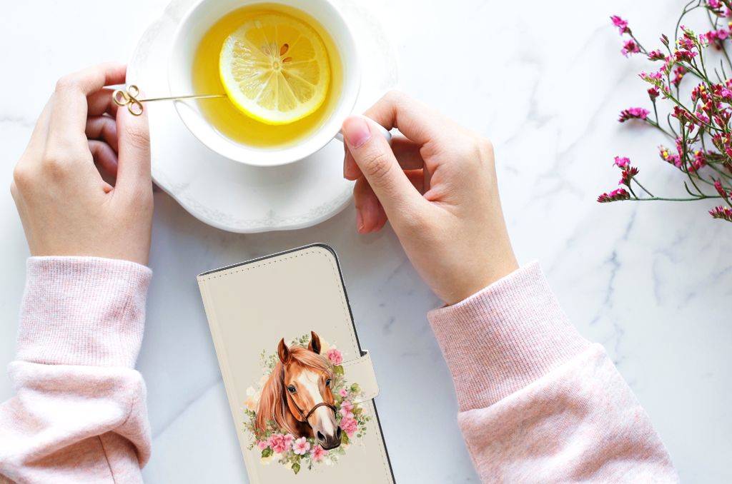 Samsung Galaxy A05s Telefoonhoesje met Pasjes Paard bovenaanzicht