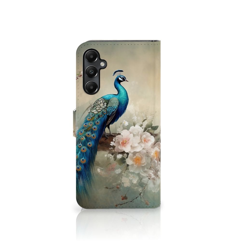Samsung Galaxy A05s Telefoonhoesje met Pasjes Vintage Pauwen voorkant