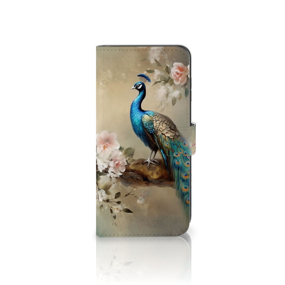 Samsung Galaxy A05s Telefoonhoesje met Pasjes Vintage Pauwen vooraanzicht