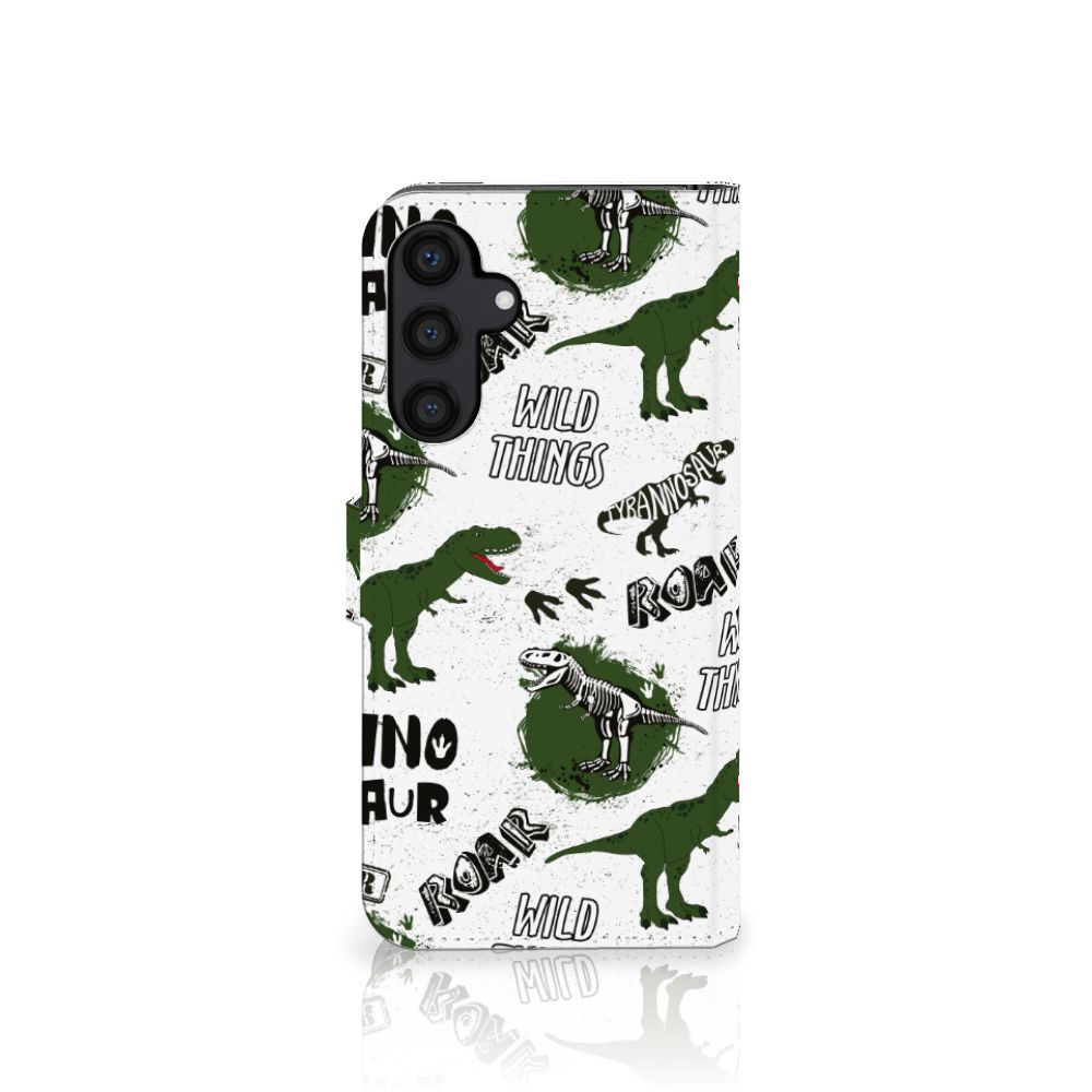 Samsung Galaxy A15 Telefoonhoesje met Pasjes Dinosaurus achteraanzicht