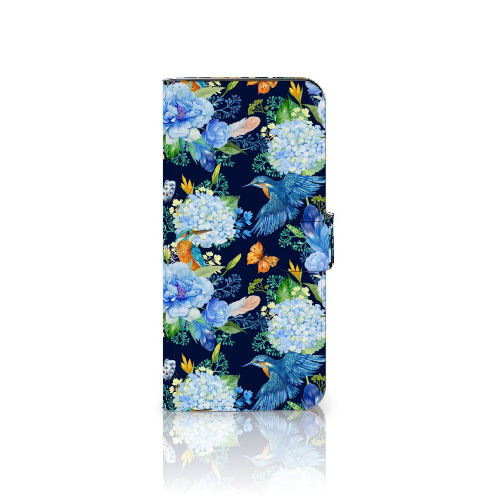 Samsung Galaxy A15 Telefoonhoesje met Pasjes IJsvogel bloemen aanzicht