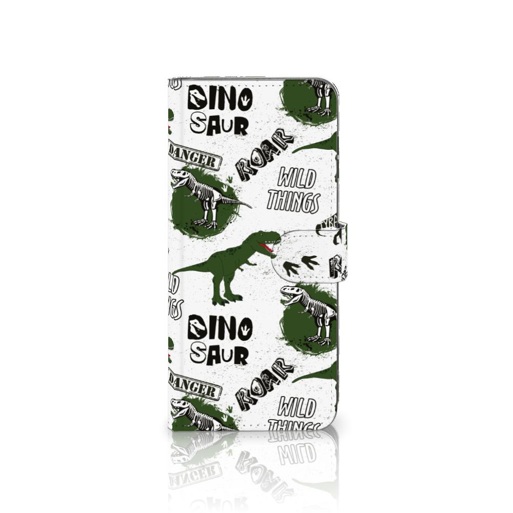 Samsung Galaxy A16 4G/5G Telefoonhoesje met Pasjes Dinosaurus dinopatroon voorzijde