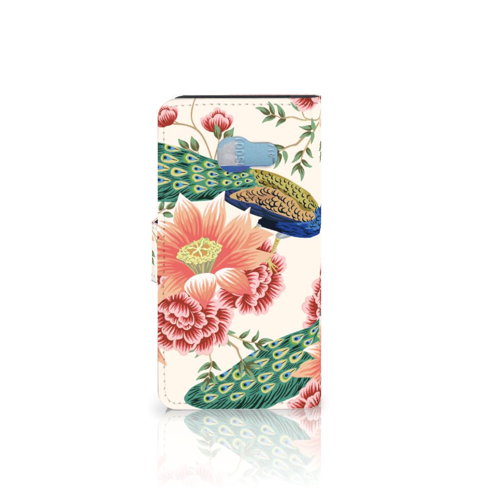 Samsung Galaxy A3 2017 Telefoonhoesje met Pasjes Pink Peacock voorkant