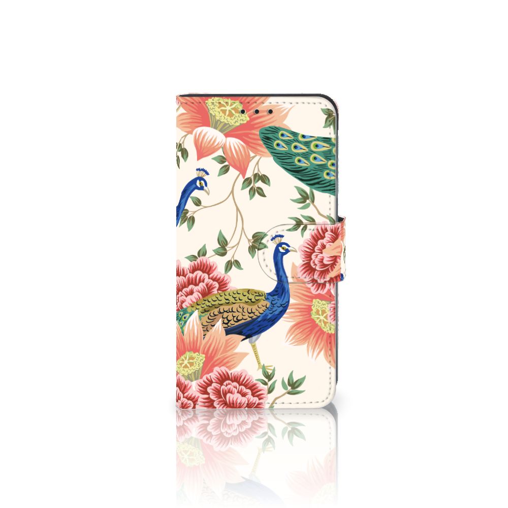 Samsung Galaxy A3 2017 Telefoonhoesje met Pasjes Pink Peacock voorkant
