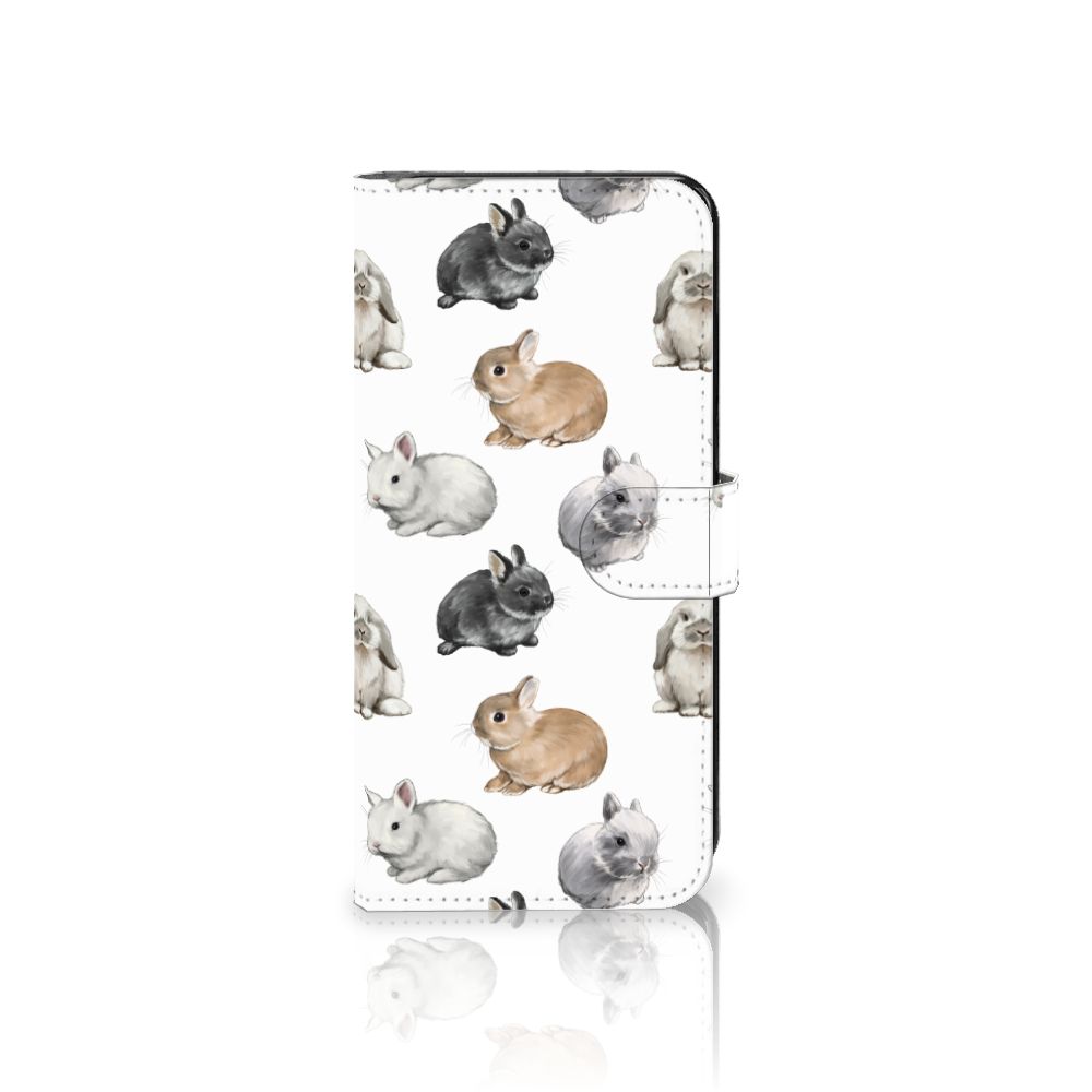 Samsung Galaxy A34 Telefoonhoesje met Pasjes Konijntjes ontwerp voorkant