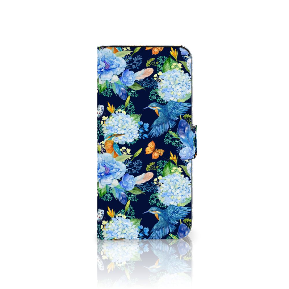 Samsung Galaxy A36 Telefoonhoesje met Pasjes IJsvogel bloemen design voorkant