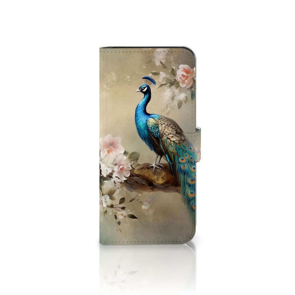 Samsung Galaxy A36 Telefoonhoesje met Pasjes Vintage Pauwen zijaanzicht
