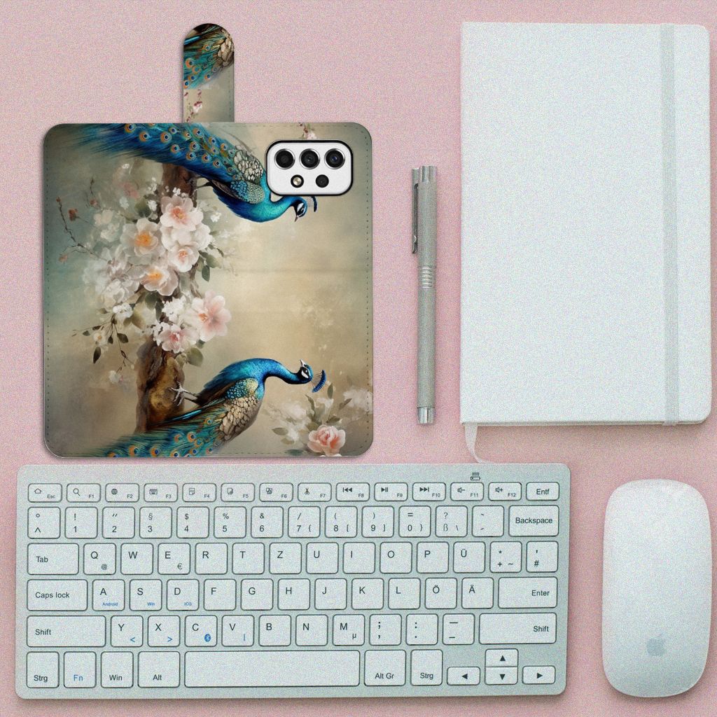 Telefoonhoesje met Pasjes voor Samsung Galaxy A53 Vintage Pauwen