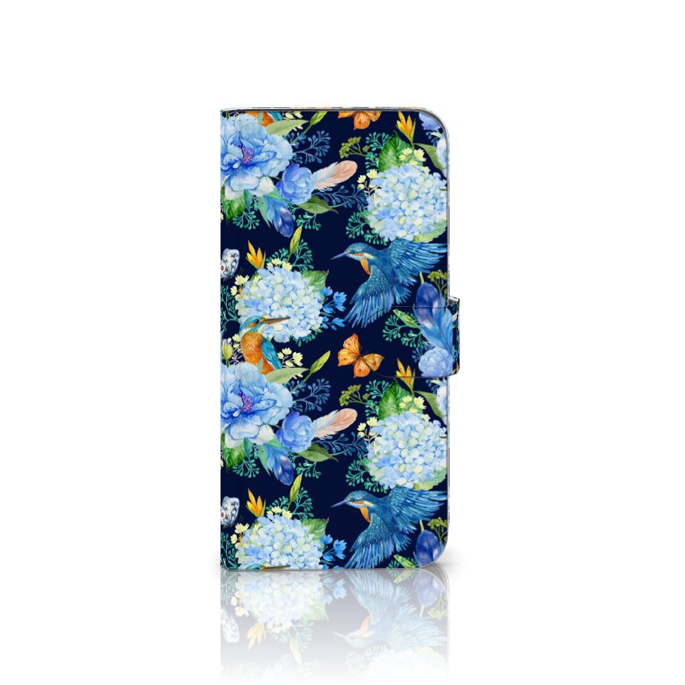 Samsung Galaxy A56 Telefoonhoesje met Pasjes IJsvogel bloemen design zijaanzicht