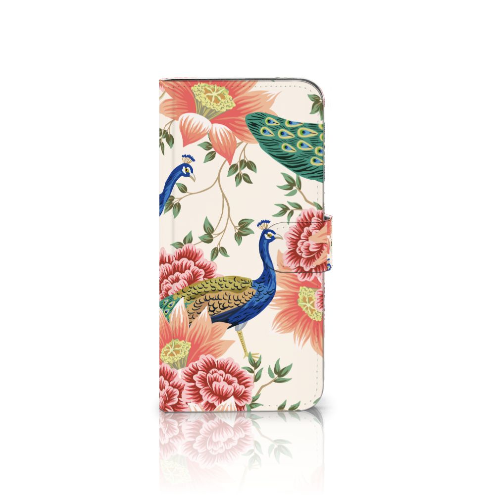 Samsung Galaxy A56 Telefoonhoesje met Pasjes Pink Peacock voorkant