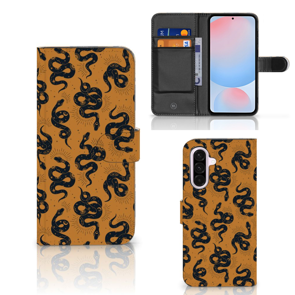 Samsung Galaxy A56 Telefoonhoesje met Pasjes Snakes vooraanzicht zijaanzicht