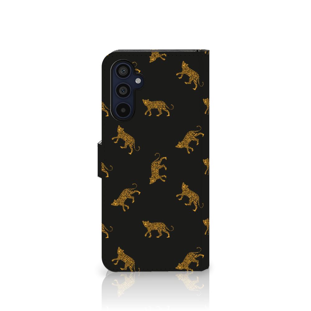 Samsung Galaxy M14 Telefoonhoesje met Pasjes Leopards design zijaanzicht