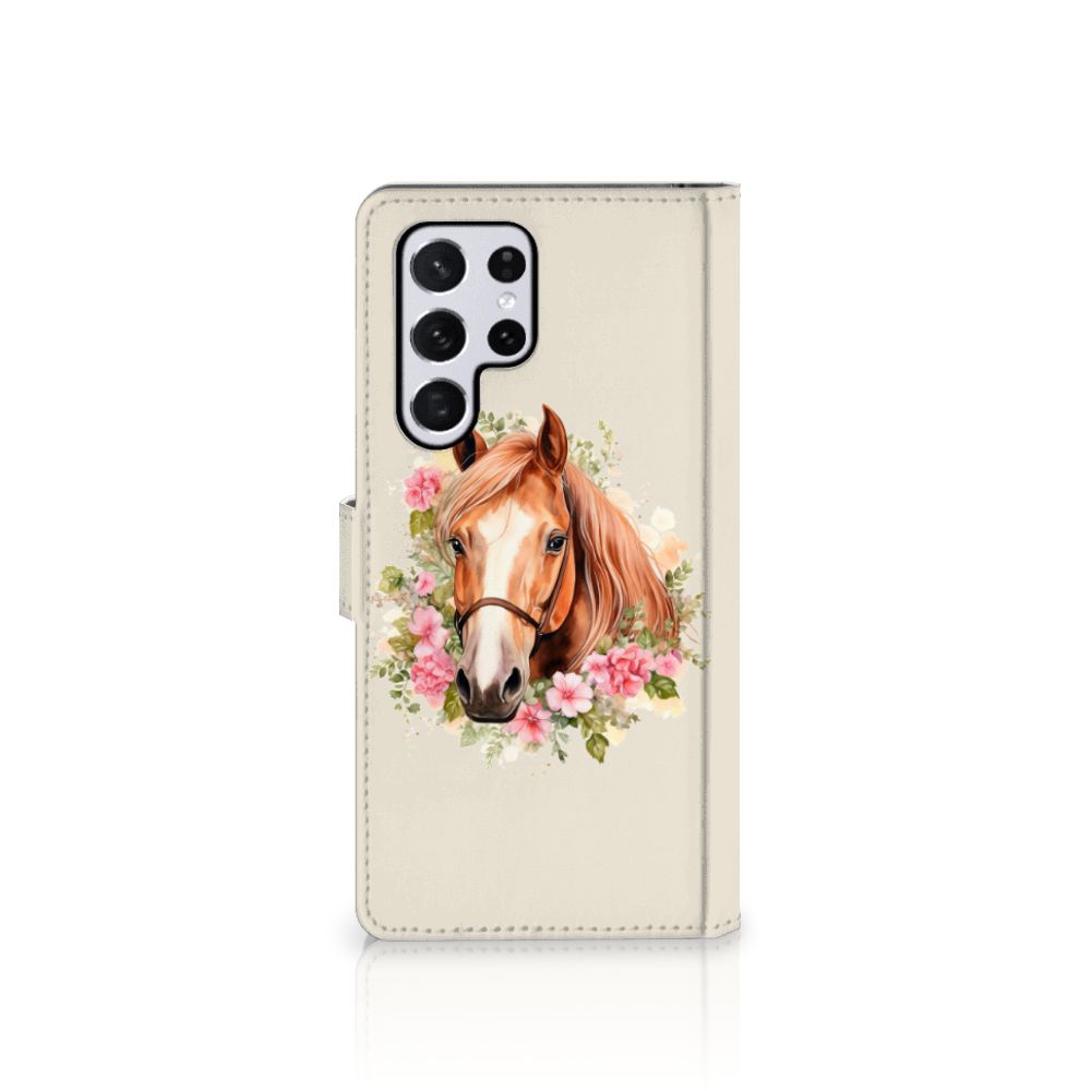 Samsung Galaxy S22 Ultra Telefoonhoesje met Pasjes Paard voorkant